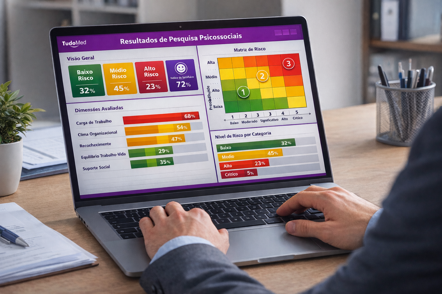 Dashboard de riscos psicossociais na plataforma TudoMed