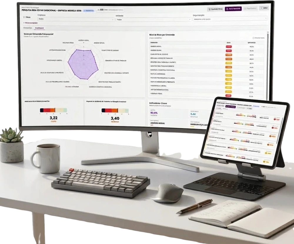 Dashboard de riscos psicossociais da plataforma TudoMed
